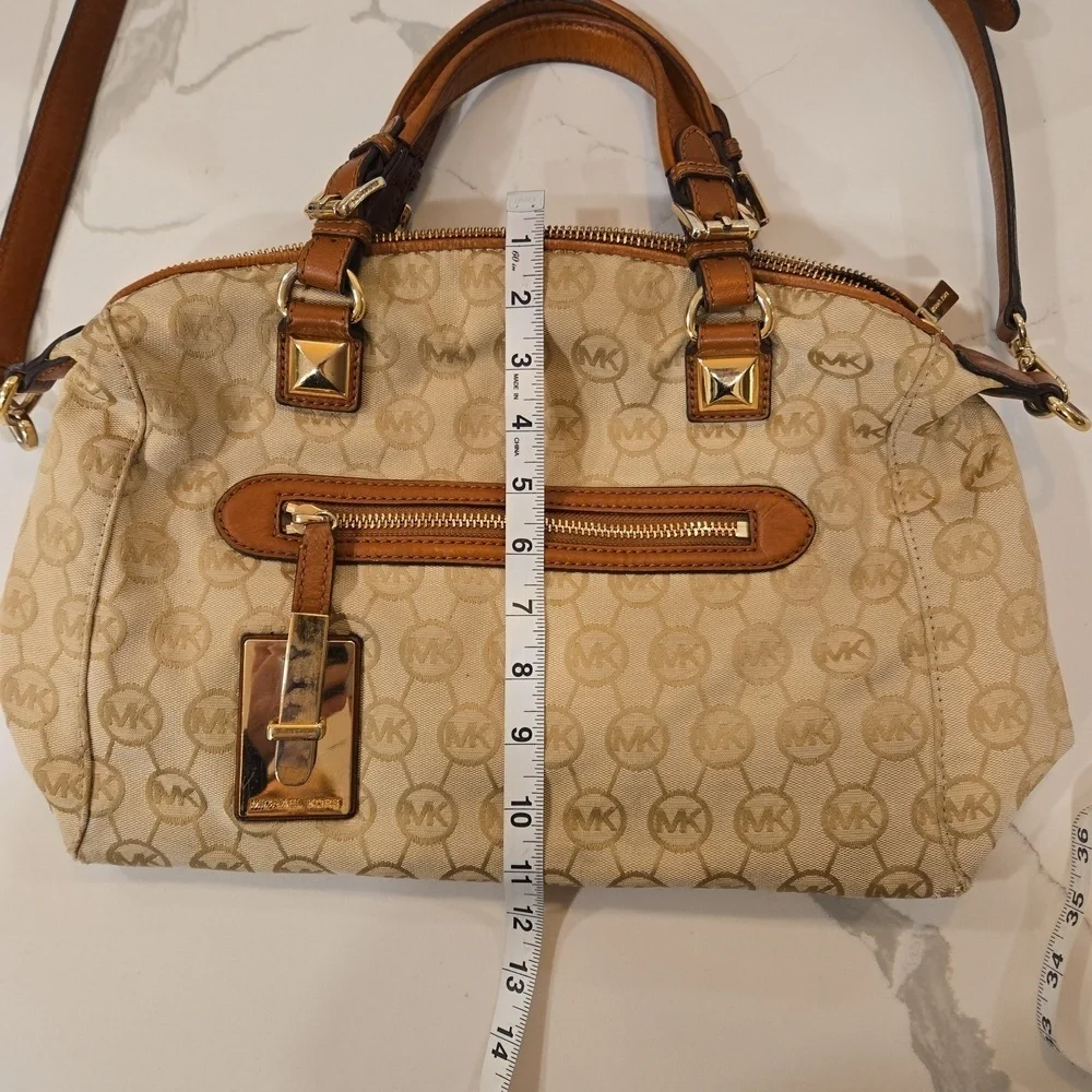 Michael Kors Calista Monogrammed Logo MK Handbag Crossbody Bag Brown